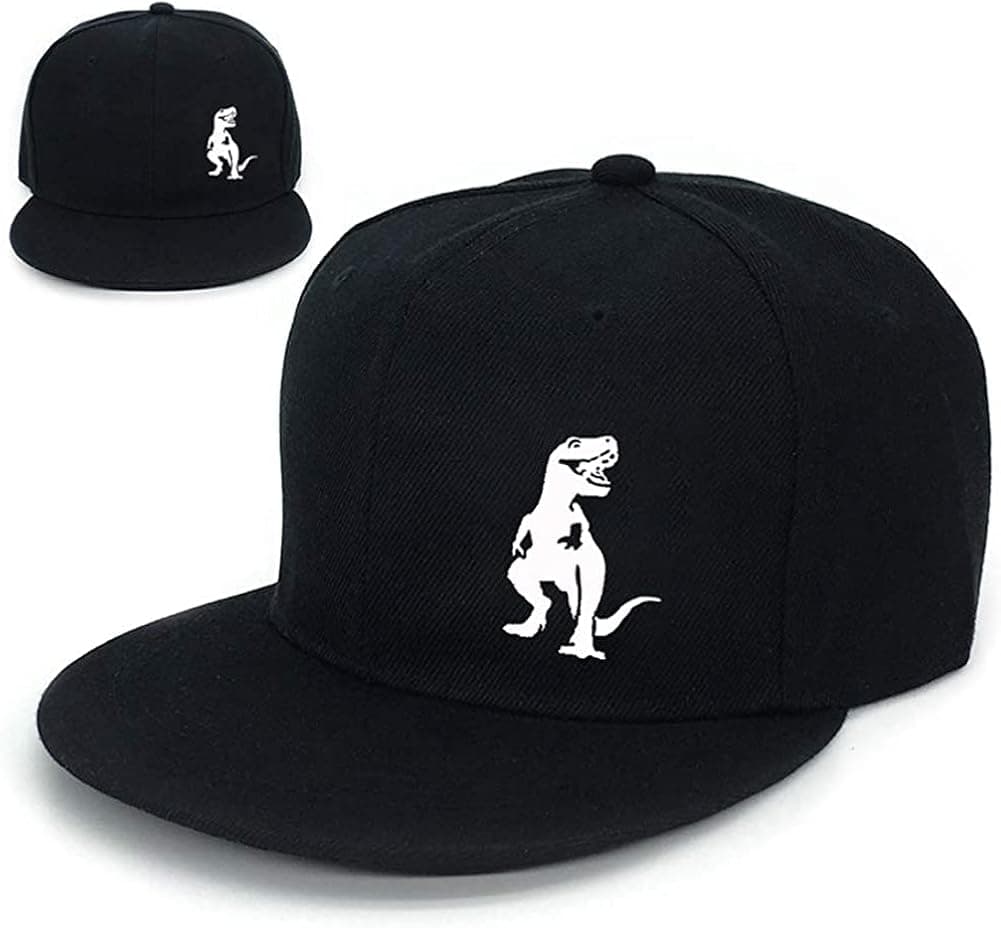 Boys' Dinosaur Luminous Hat T-Rex Baseball Caps Adjustable Kids Dad Snapback Hats Black,15-18 Years