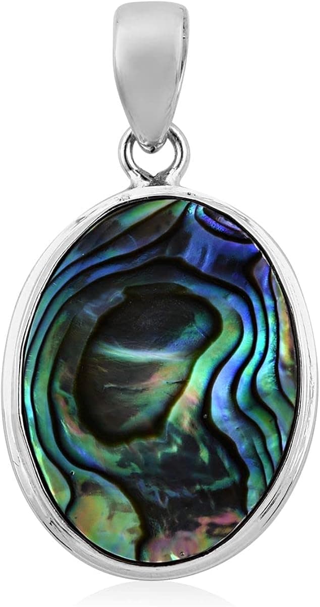 Abalone Shell Pendant in 925 Sterling Silver - Genuine Handmade Abalone Boho Jewelry for Women - Natural Abalone Bali Pendants for Necklaces Graduation Gifts