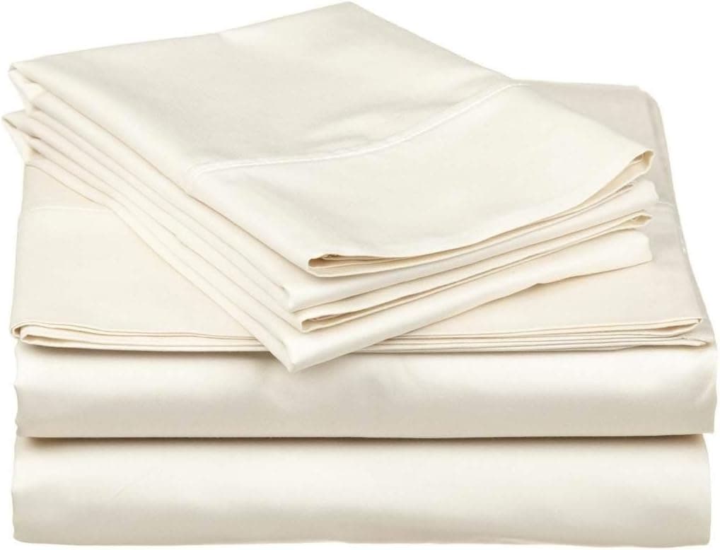Linenwala 4 PC Bedding Sheet Set 6" Deep Pocket 400 TC 100% Cotton for RV- Trucks, Campers, Airstream, Bus, Boat and motorhomes Easy to fit in RV-Mattress RV Queen 60"X80" Ivory Solid