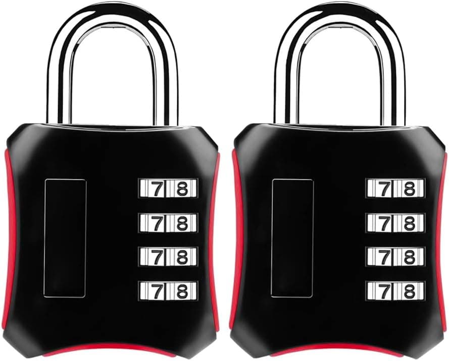 Combination Padlocks 2 Pack, 4 Digit Padlock and Outdoor Resettable Waterproof for School Gym Sports Locker, Fence, Toolbox, Case, Hasp Storage