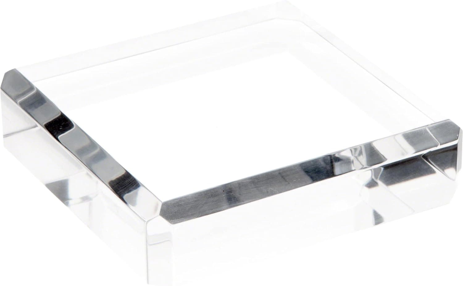 Plymor Clear Polished Acrylic Square Beveled Display Base, 4" W x 4" D x 1" H
