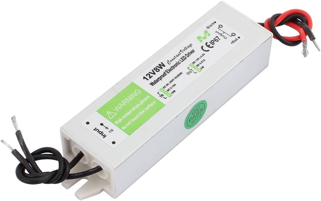 uxcell AC90 250V to DC12V 8 Watt Transformer IP67 Waterproof LED Driver Power Supply
