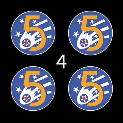 Air Force USAF USAAF WWII 5th Air Force SSI 3" (4)Four Decal Sticker Lot