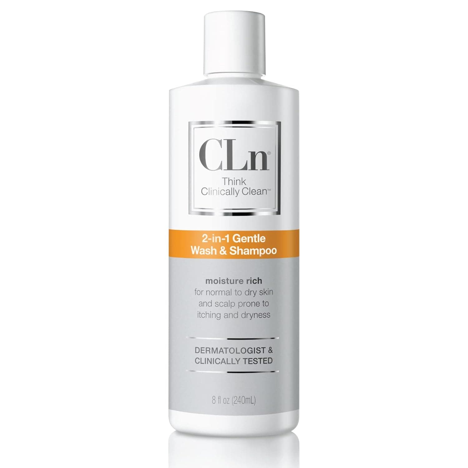 CLn® 2-in-1 Gentle Wash & Shampoo - Multi-functional Cleanser with Glycerin to Moisturize & Soothe Skin, for Dry to Normal to Compromised Skin and Scalp Prone to Redness, Itching, Dryness and Razor Bumps, Frangrance-Free and Paraben-Free (8 Fl Oz)