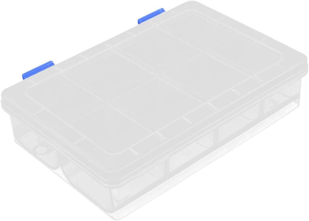 uxcell a15121800ux0972 Plastic 8 Grid Screws Electronic Parts Storage Container Box Clear,