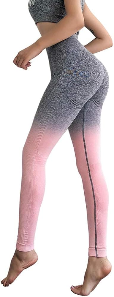 MMIW COLLECTION Seamless High Waisted Gym Leggings for Women Stretch Yoga Pants Ombre Workout Running Leggings