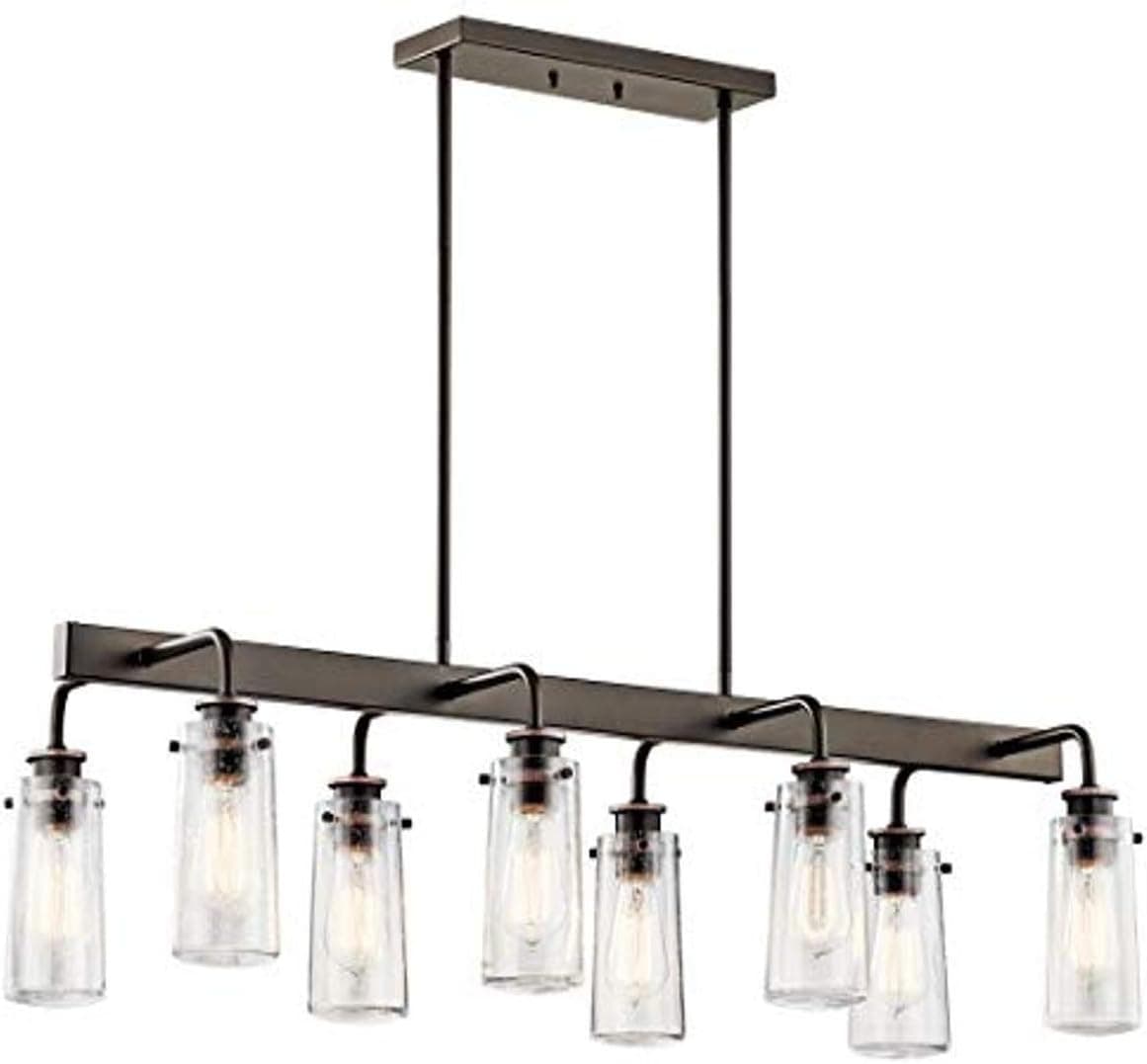 Kichler Braelyn 11.25" 8 Light Linear Chandelier with Clear Seeded Glass Olde Bronze®