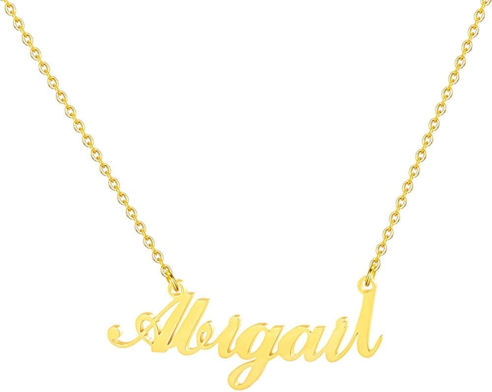 M MOOHAM Gold Custom Name Necklace Personalized - 18K Gold Plated Personalized Name Necklaces for Women Girls Kids Teens, Plate Monogram Necklace Name Necklace