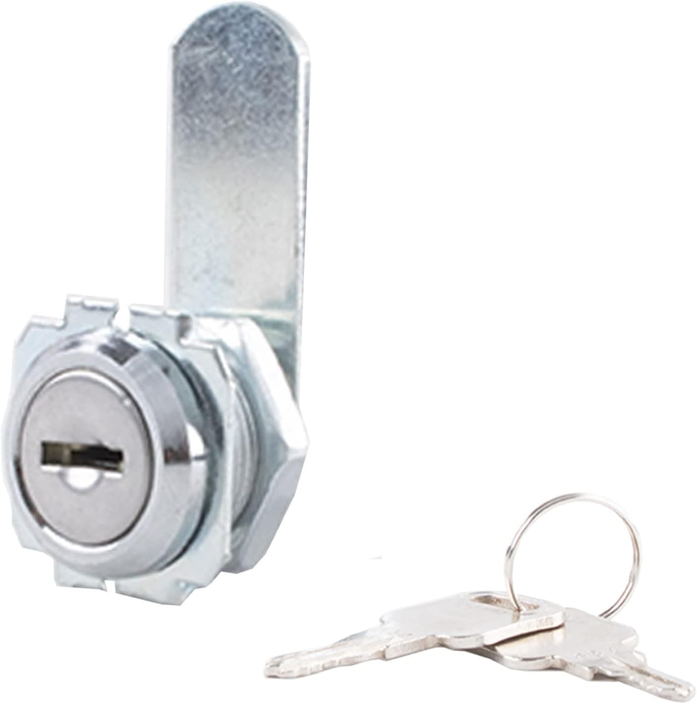 PIONZE Cabinet Locks with Keys, Cam Lock, 5/8” 90° RV Storage Locks (1 Pack), Chrome-Finish Zinc Alloy, Fits on 5/16” Max Panel Thickness for Mailbox Lock, Tool Box Locks, File Cabinet, Campers, etc