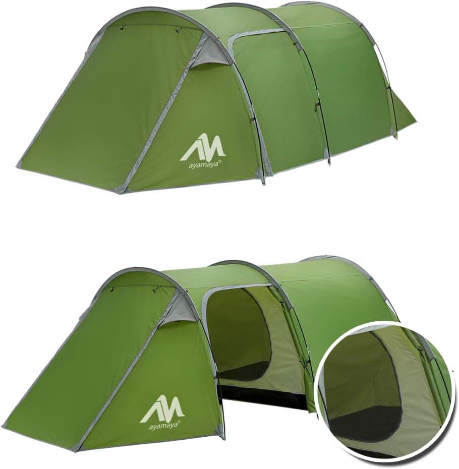 AYAMAYA Camping Tents 3-4 Person/Man/People with 2/Two Room [Bedroom + Living Room], Waterproof Double Layer [3 Doors] [3 Season] Easy Setup Large Family Camping Tent