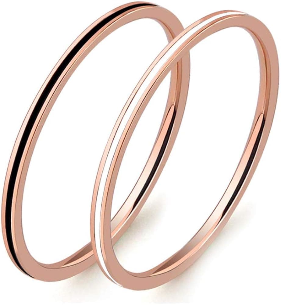 Shinelin Stainless Steel 1.2MM Thin Midi Knuckle Stacking Rings Women's Plain Band Comfort Fit Size 3 to 10
