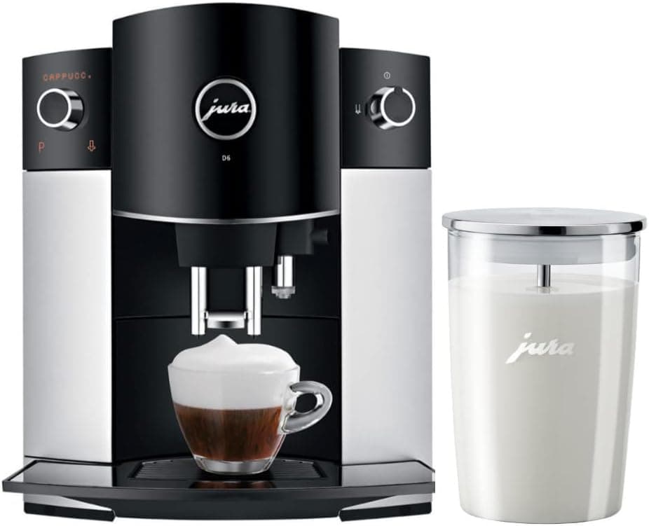 Jura D6 Automatic Coffee Machine 15216 Platinum and Glass Milk Container Bundle (2 Items)