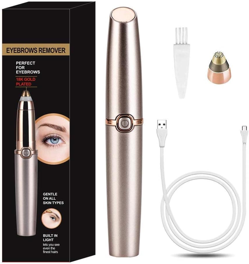 Eyebrow Hair Remover USB Rechargeable Eyebrow Remover Electric Trimmer Epilator Painless Eyebrow Razor for Men Women Face Lip Hair Remove With 2 Remover Head