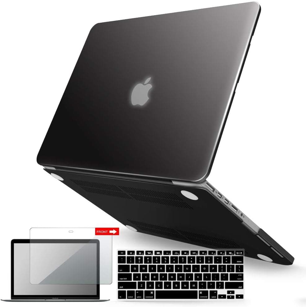 IBENZER Compatible with MacBook Pro 15 Inch Case 2015 2014 2013 2012 A1398, Hard Shell Case & Keyboard Cover & Screen Protector for Old Version Apple Mac Retina 15, Black, R15BK+2