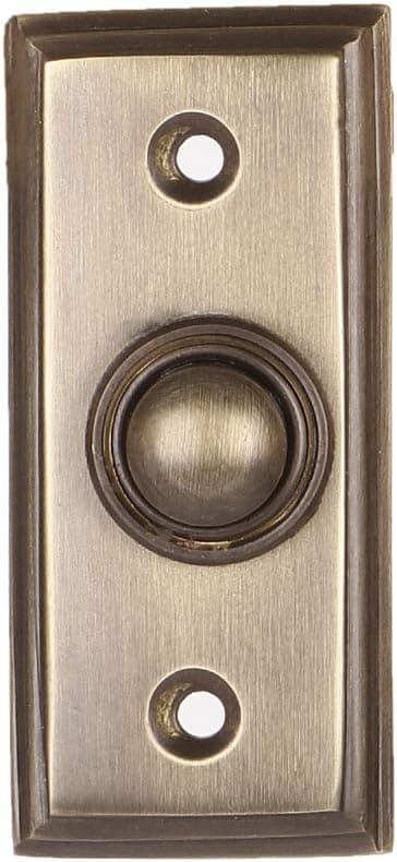 Wired Brass Doorbell Chime Push Button in Antique Brass Finish Vintage Decorative Door Bell with Easy Installation, 2 9/16" X 1 3/16"