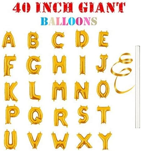 Rose&Wood 40" Gold Alphabet Letter Balloons Aluminum Hanging Foil Film Balloon Mylar Balloons (40",Letter I)