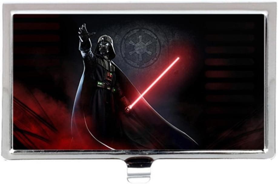 Traeema Design Star Wars Darth Vader Protection Business Credit Name Card Holder Case Sliver Stainless Steel Purse Pocket Cash Money Wallet
