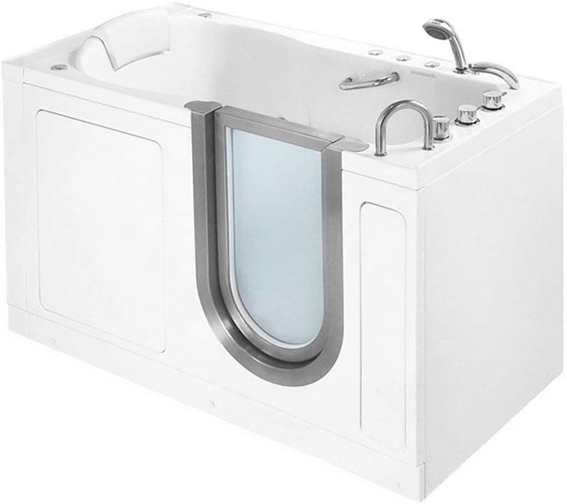 55" x 30" Deluxe Massage Whirlpool Walk In Tub Door and Drain Location: Right