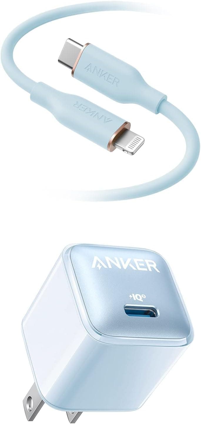Anker 641 USB C to Lightning Cable [MFi Certified, 6ft, Misty Blue] 511 Charger (Nano Pro), USB C Charger for iPhone 13 13 Pro 12 11 X XS XR 8 Plus