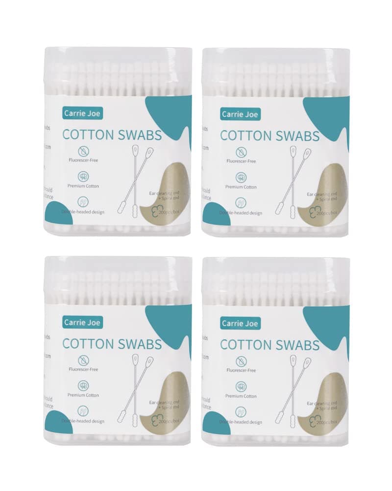 800 Double Head Ear Spoon Cotton Swab, Double Side Tightly Wrapped Tips Paper Stick Soft Gentle,Chlorine-Free Hypoallergenic, Cotton Swabs for Cleaning Ear,Cruelty-Free Ear Swabs, Round & Spiral