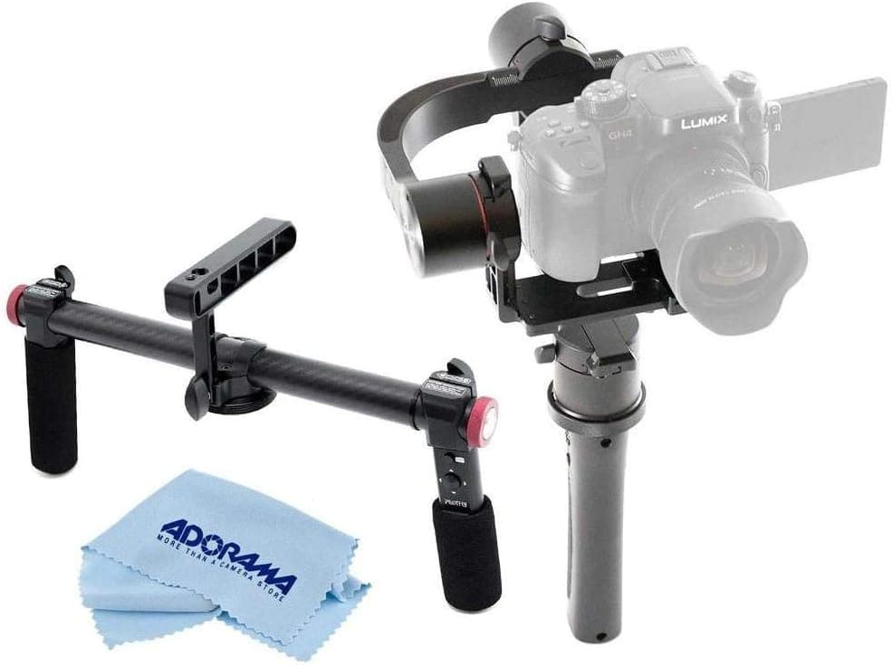 Pilotfly H2 3-Axis Handheld Gimbal Stabilizer for Mirrorless and DSLR Cameras, - Bundle with Pilotfly 2-Hand Holder for H2 and T1 Camera Gimbals, Microfiber Cloth
