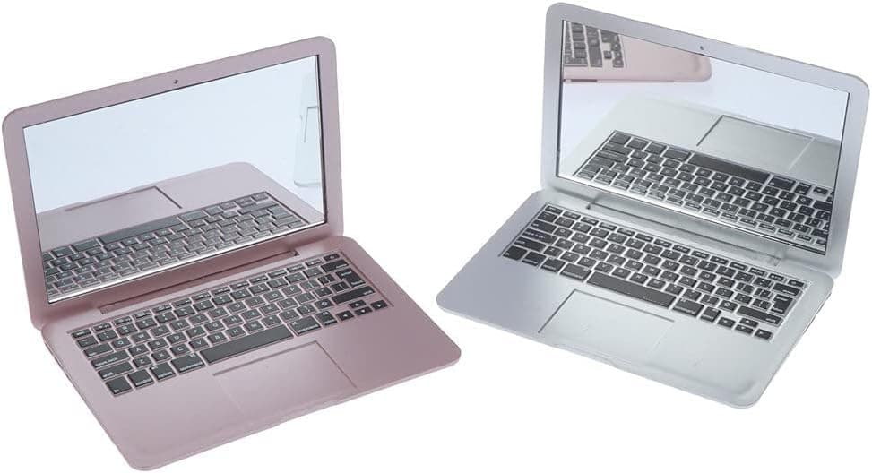 Qingsi 2Pcs Makeup Mirror Mini Laptop Pocket Size Mirror Portable Compact for Makeup Travel