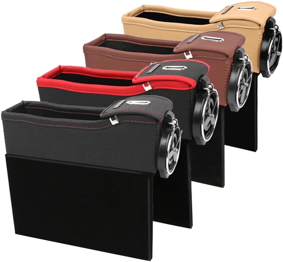Yolu PU Leather Coin Side Pocket, Console Side Pocket, Car Organizer Black Driver (Passenger's Seat Beige)
