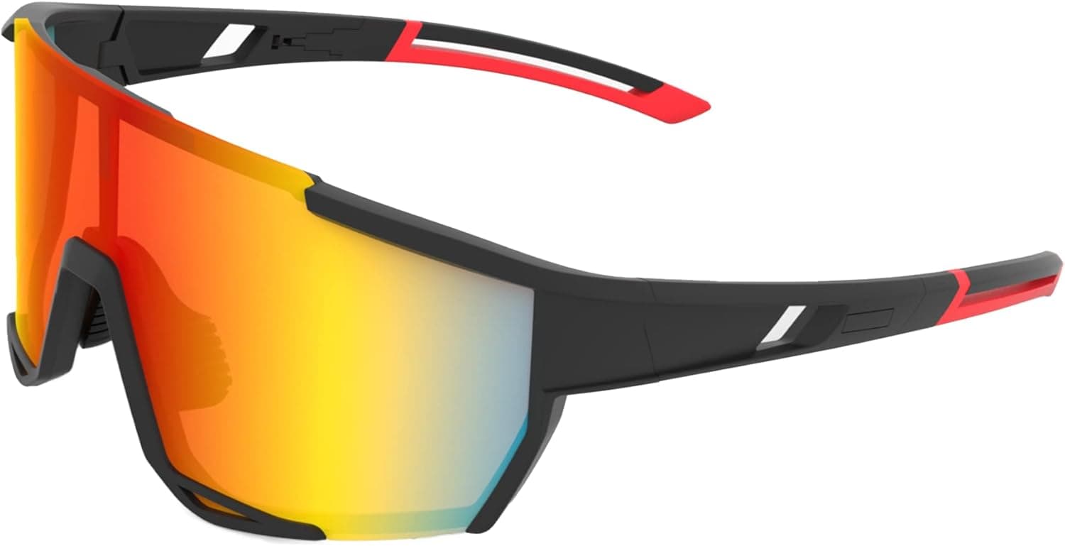 YUTEHO Polarized Sports Sunglasses, Cycling Glasses, Baseball Glasses with 1 or 5 Interchangeable Lenses for Outdoor Sports