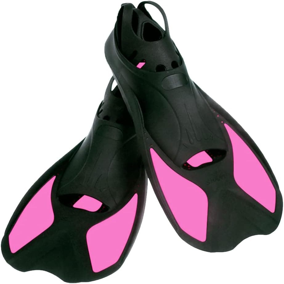 Swimming Fins Short Floating Training Fins for Kids and Adults, Thermoplastic Rubber Pool Fins for Swimming Diving Snorkeling Watersports