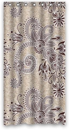 Hipster Beige Brown Oriental Iranian Paisley Swirls Polyester Fabric Waterproof Shower Curtains 36" x 72"
