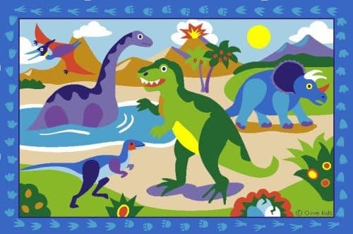 LA Rug Olive Kids Dinosaurland 19-by-29-Inch Nylon Rug