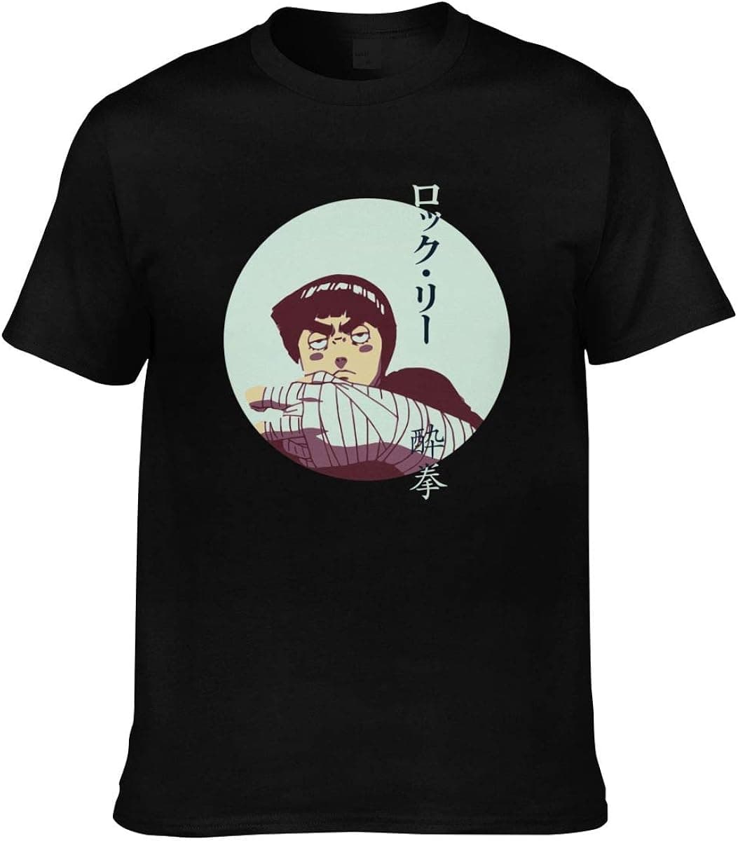 Yonfro Rock Lee - Drunken Fist Manga Anime Men's Short Sleeve Classic T-Shirt Large Black