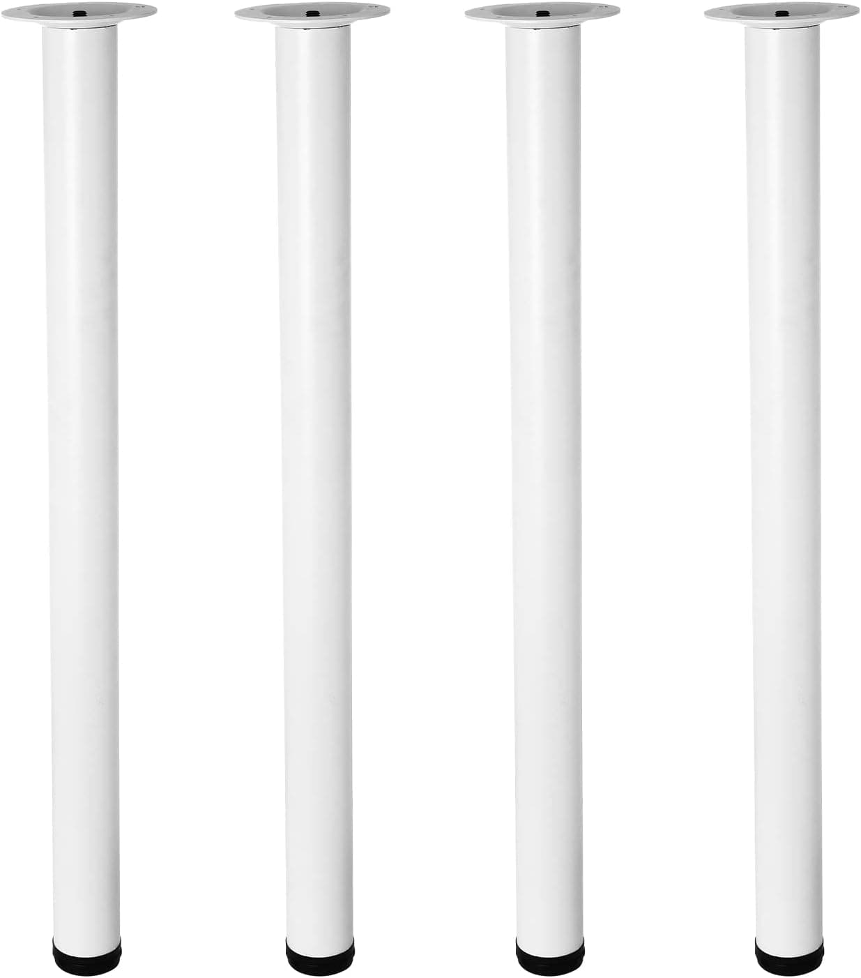 MEETWARM 28 Inch Tall Height Adjustable Metal Table Legs, 50mm Diameter, Office Kitchen Dinner Desk Furniture Leg Set, Set of 4 (White)
