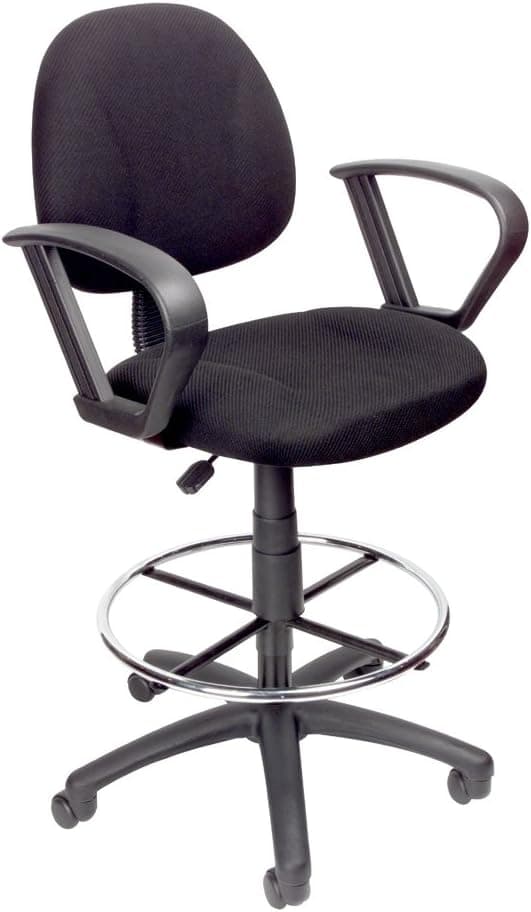 Boss Office Products Ergonomic Works Drafting Chair with Loop Arms in Blue