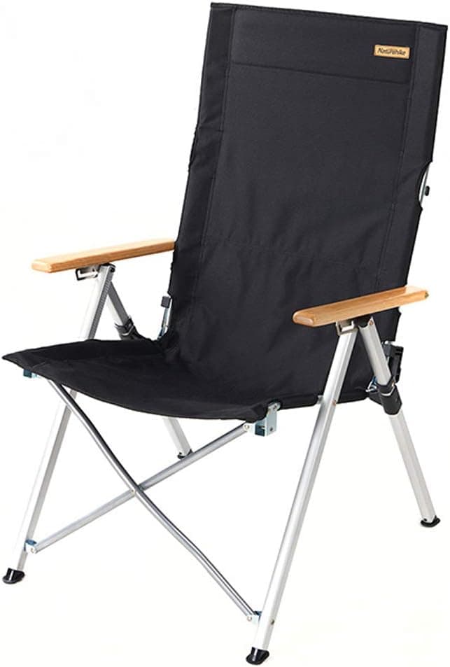 Naturehike Outdoor Folding Chair Portable Lounge Chair Recreational Fishing Chair Aluminum Alloy Beach Chair (Black)