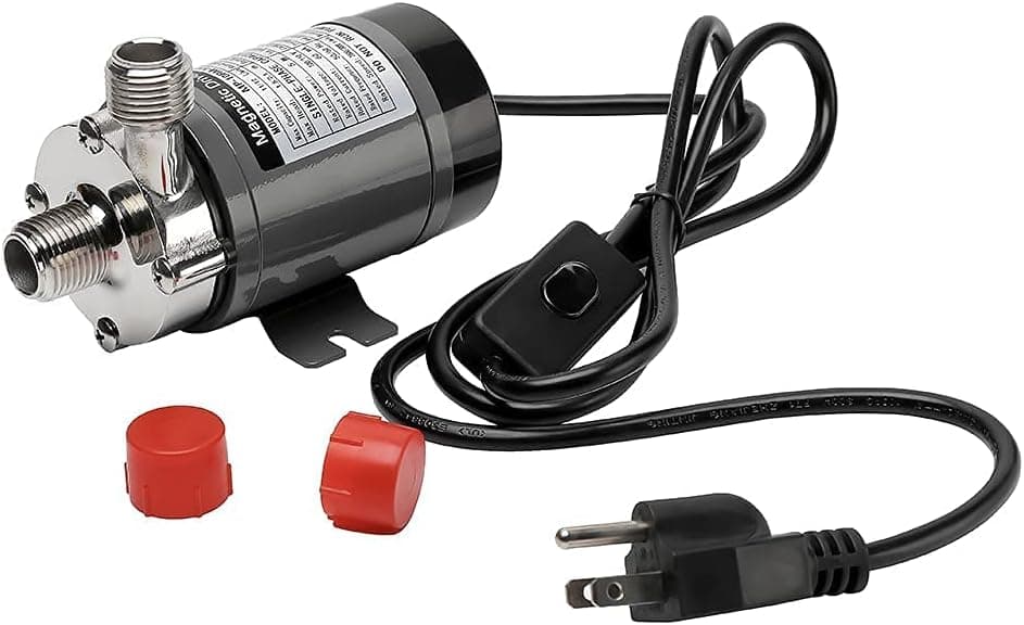 Home Brewing Pump, MP- 10RM Magnetic Beer Water Pump,Stainless Steel 304 Food Grade, Flow11/12L/Min CE, 110V US Plug, 1/2" Thread + Switch