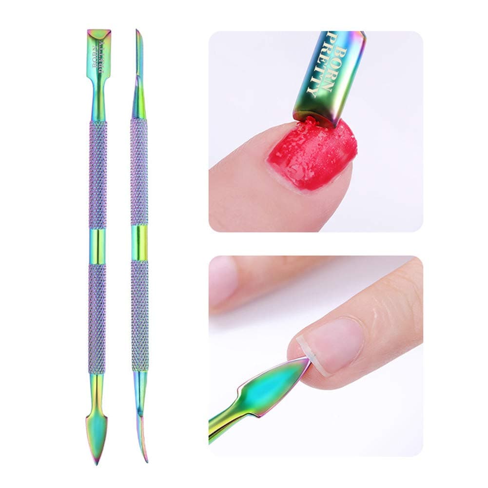 BORN PRETTY Dual-ended Nail Cuticle Pusher Remover colorful Nail Edge Cleaner manicuring Nail Art Tool