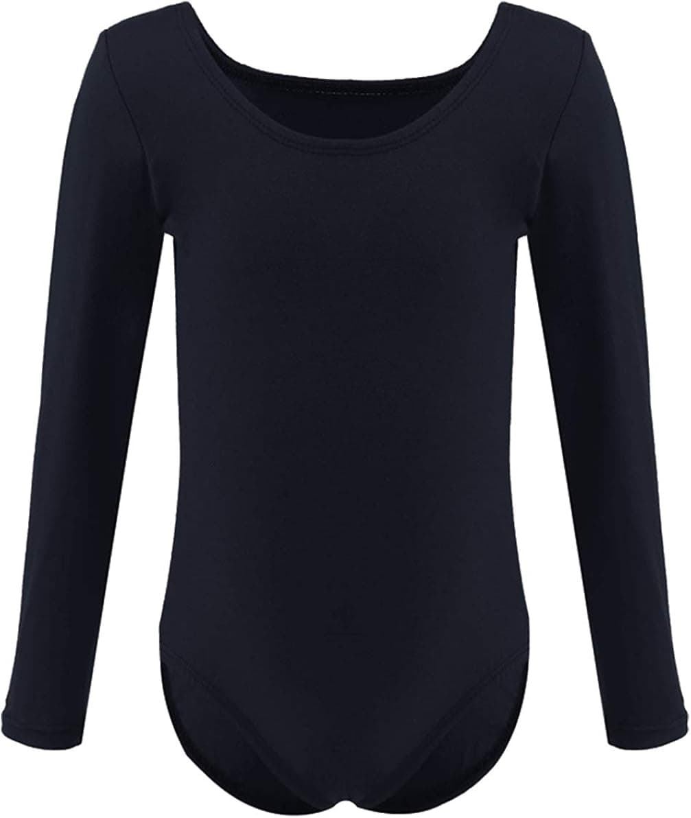 Dancina Leotard Long Sleeve Ballet Gymnastics Front Lined Comfy Cotton Kids Ages 2-10
