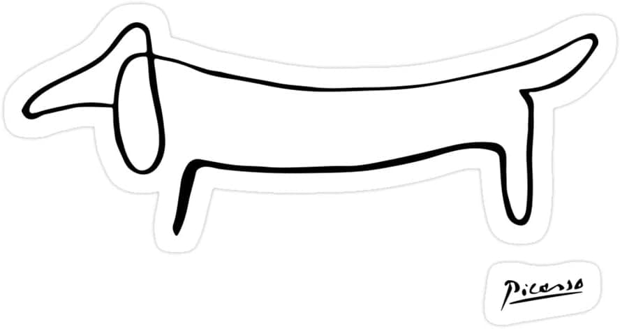 Elizabeth 3 PCs Stickers Pablo Picasso Dachshund Dog Lump Artwork Animals Line Sketch Prints 3 x 4 Inch Die-Cut Wall Decals for Laptop Window Car Bumper Helmet Water Bottle