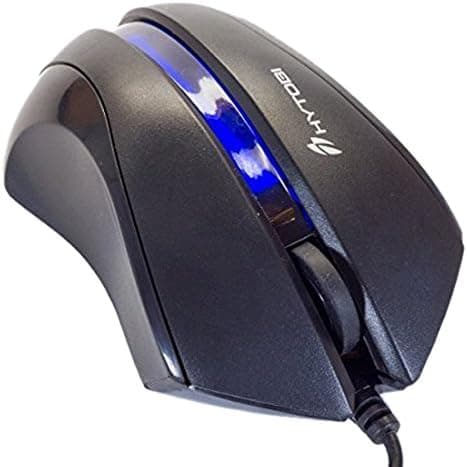 HYTOBI MEM50-BLU 3-Button USB Wired Optical LED Mouse, Black/Blue