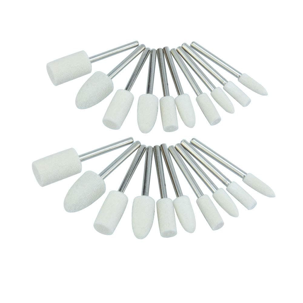 Luo ke 20 Pieces Compressed Wool Polishing Wheels Wool Felt Grinding Bits Buffing Tips with 1/8" Mandrel for Dremel Rotary Tool(Sanding Diameter : 4mm / 6mm / 8mm / 10mm / 12 mm)