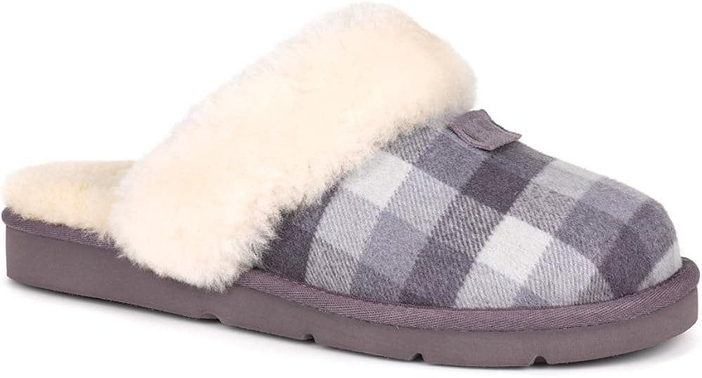 UGG Australia Womens Cozy Flannel Slipper Heathered Lilac Plaid Size 9