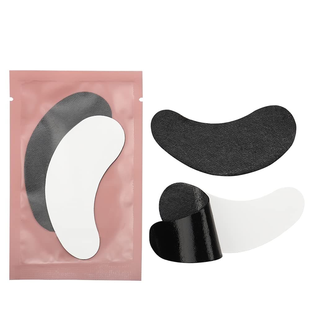 100 Pairs Set Under Eye Pads Disposable Eye Gel Patches for Eyelash Extensions Tool Kit, Pink Bag/Black Film
