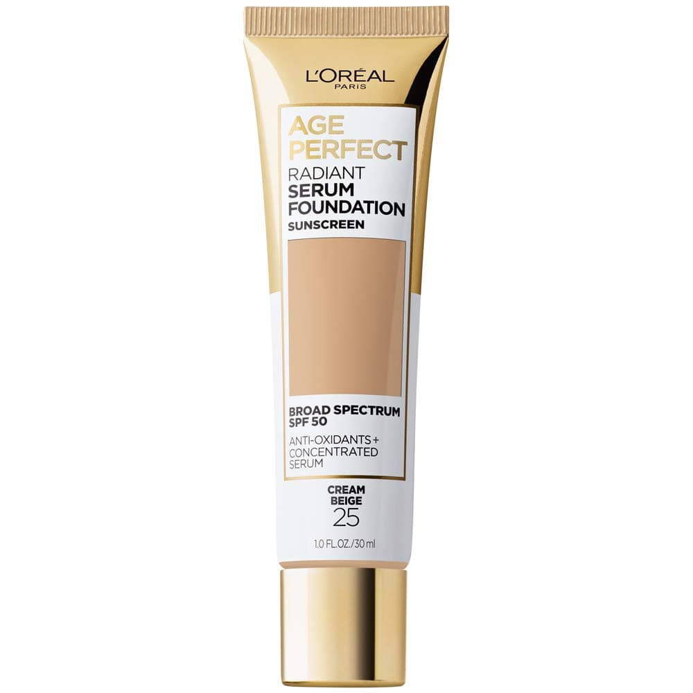 L'Oréal Paris Age Perfect Radiant Serum Foundation with SPF 50, Cream Beige, 1 Ounce