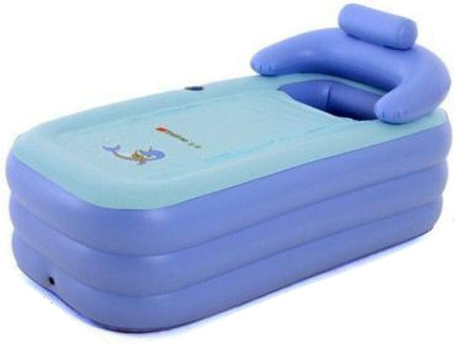WINUS Portable Bathtub, Pink/Blue/Light Blue Multi-function PVC Adult Blowup Bathtub Spa PVC Warm Inflatable Bath Tub Folding Portable (Light Blue)