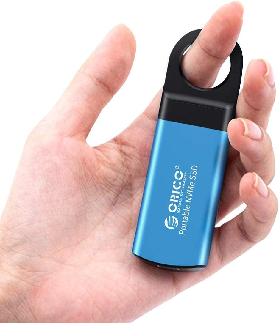 ORICO 512GB Mini M.2 NVME Portable SSD External Solid State Drive Hard Drive Up to 940MB/s with 3D NAND/USB 3.1 Gen 2 Type C for Laptop Mac Phones and More (SSD Included)-GV100 Blue