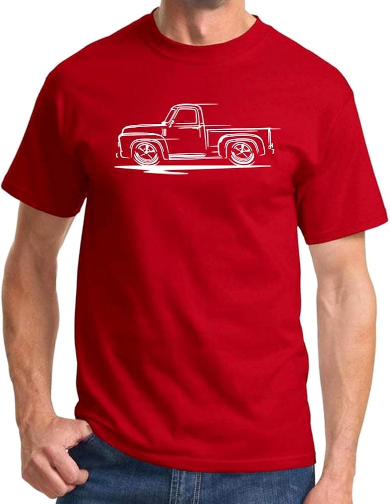 1953-56 Ford F100 F-100 Pickup Truck Redline Classic Outline Design Tshirt