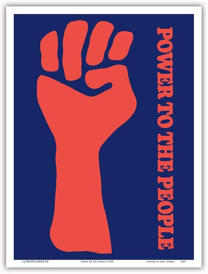 Power to The People - Black Panther Party - Vintage Political Poster c.1970 - Master Art Print 9in x 12in