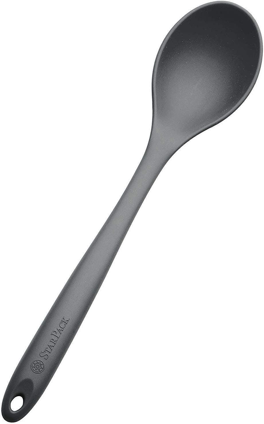 StarPack Premium XL Silicone Serving Spoon (13.5"), High Heat Resistant to 600°F, Hygienic One Piece Design, Large Serving (Gray Black)