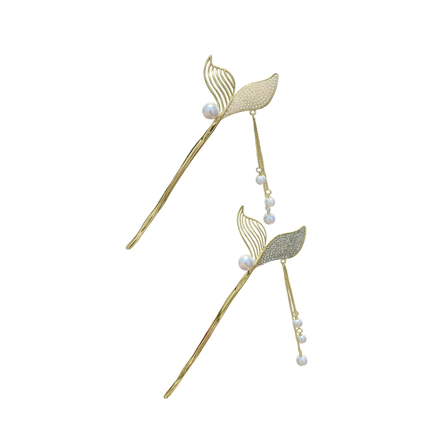 Hair Pins Sticks 2Pcs Fancy Metal Mermaild Hair Accessories Vintage Simple Hairpin Retro Style French Hair Stick for Long Hair Elegant Chignon Pins Hair Styling Accessory for Women Girls